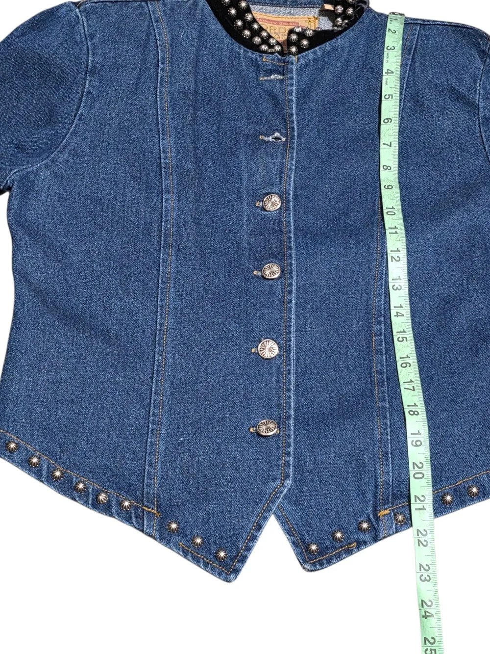 Vintage Gordon James Studded Denim Jacket Embroidered Western Boho Moto L